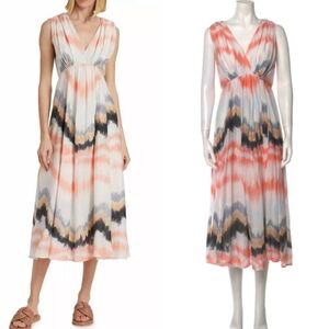 Maria Cher Carranza Maren Midi Dress Cotton Silk Pastel Ikat Stripe XS
